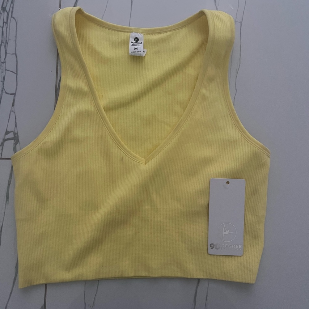 90 Degree By Reflex Sunny Yellow V-Neck Tank Top